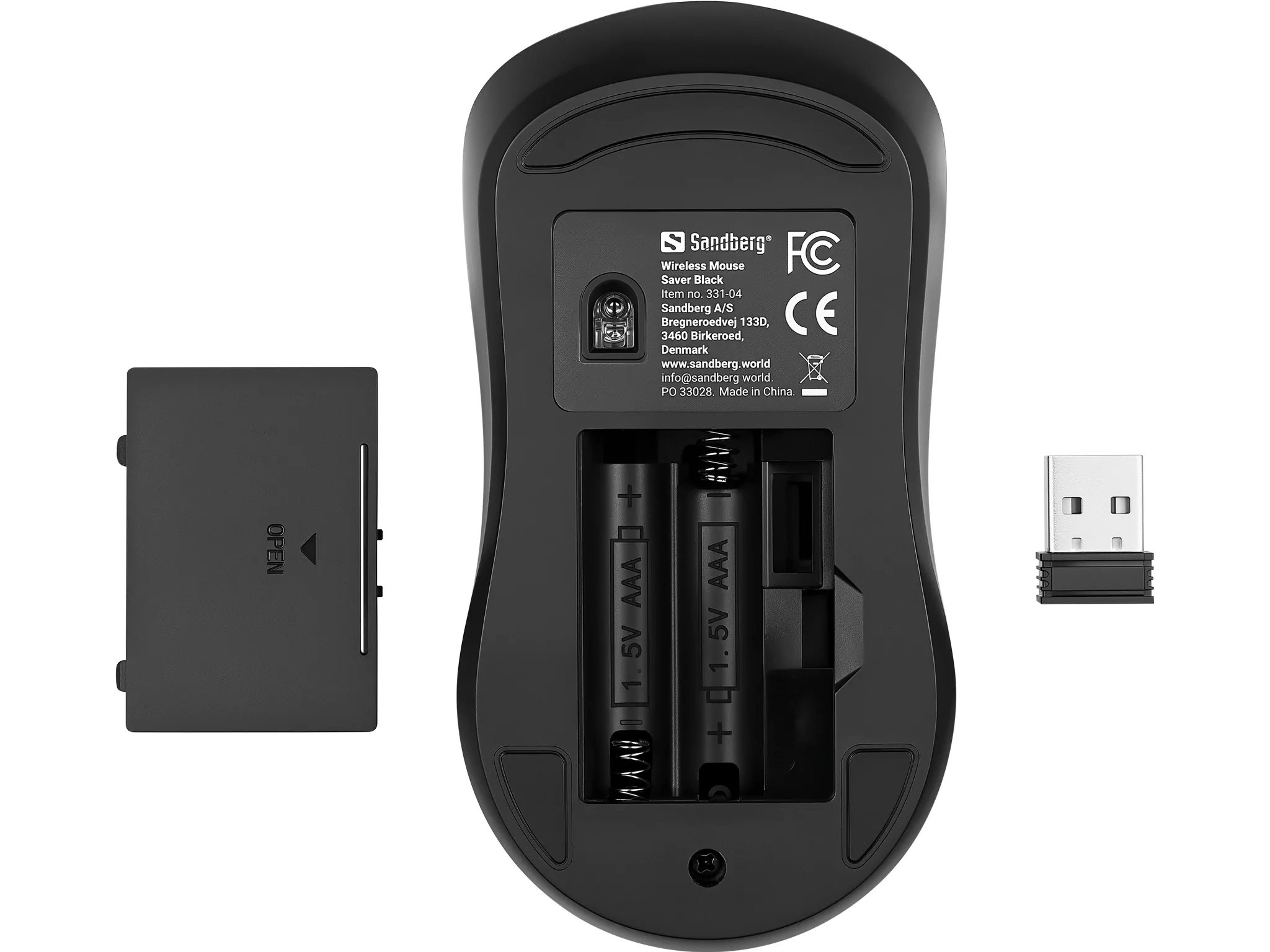 Sandberg wireless mouse saver spodnja stran miške z usb sprejemnikom