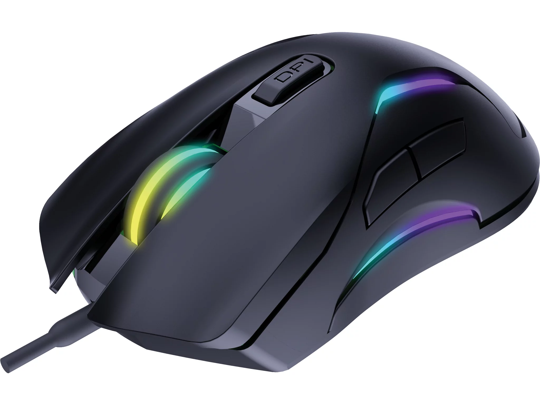 Sandberg 640-27 lightflow 6d | žična usb | 6 gumbov | 3600 dpi | rgb led | gaming miška 2 Sandberg 640-27 lightflow 6d gaming miška stranski pogled z dodatnima gumboma