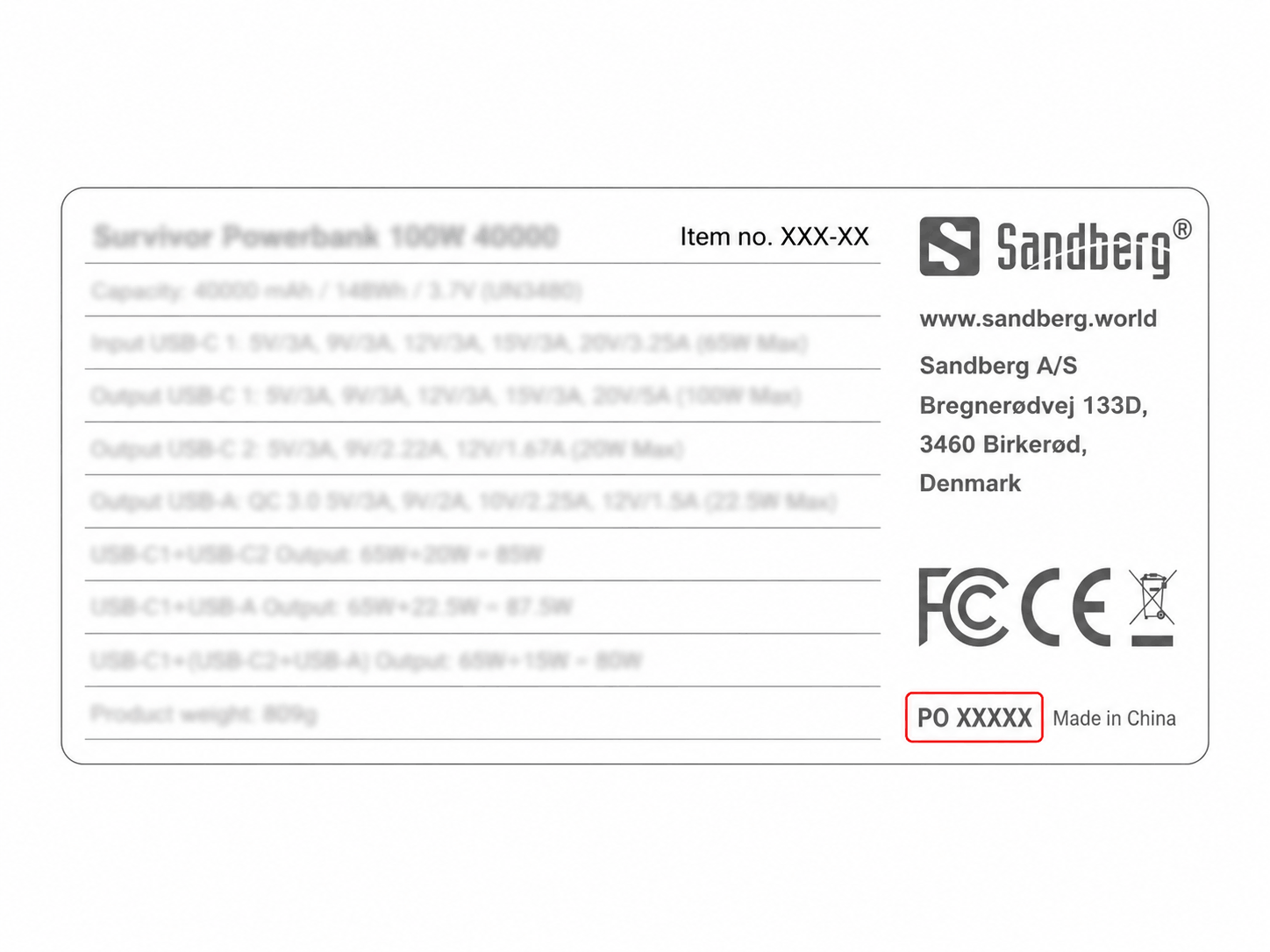 Example showing where to find the PO number on a product label